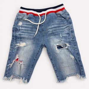 Smoke Rise Moto Biker Denim Shorts Mens M Distressed Hip Hop Style Streetwear